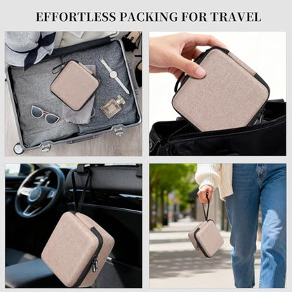 AUTOARK EVA Hard Shell Travel Eyeglasses Case,4 Adjustable Dividers,Holds 5 Glasses,Felt Lining - color: Brown