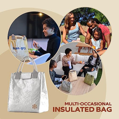 VonNova Women’s Insulated Lunch Bag with Premium 4mm Cooler Insulation, Cute Large 7L Lunch Tote for Office, Durable Small Lunch Box for Women, Stylish Lunchbox for Adults, Teens, Nurses, Teachers - color: Silver