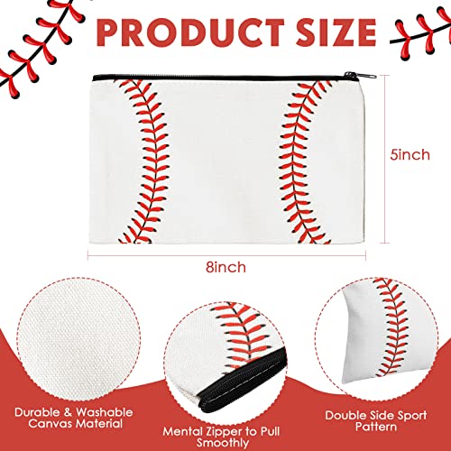 Eccliy 20 Pcs Baseball Makeup Bags Bulk Sport Team Gifts Baseball Cosmetic Bag Accessories for Women Toiletry Zipper Pouch Travel Canvas Gifts Stuff for Party Team Players Lover - size: 8 x 5 Inch, style: Baseball