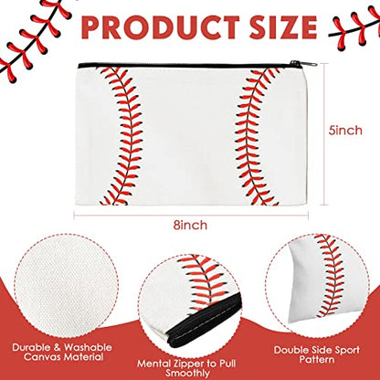 Eccliy 20 Pcs Baseball Makeup Bags Bulk Sport Team Gifts Baseball Cosmetic Bag Accessories for Women Toiletry Zipper Pouch Travel Canvas Gifts Stuff for Party Team Players Lover - size: 8 x 5 Inch, style: Baseball