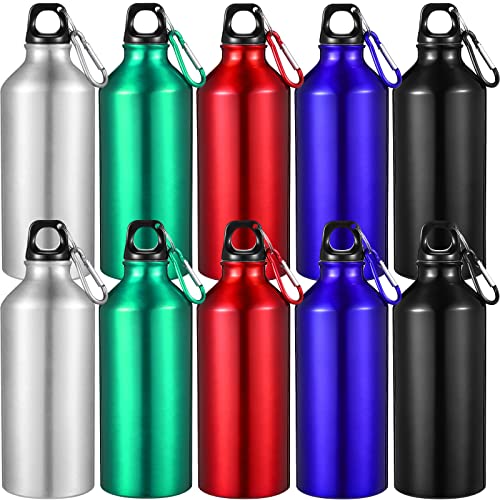 CHENGU Aluminum Water Bottle 20 oz Reusable Bottles Lightweight Leak Proof Aluminum Sports Travel Bottles with Twist Cap Buckle for Gym, Hiking, Cycling, Camping, Fishing - color: Assorted Color