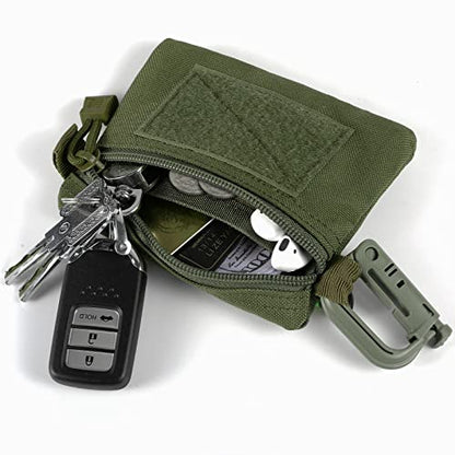 FRTKK 2 Pack Tactical Compact EDC Pouches Military Molle Utility Pouch Accessories Organizer Pouch Coin Purse Keychain Pocket Credit Card Holder Waist Pack - color: Army green 3