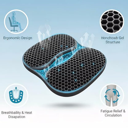 masteymoh Foldable Seat Cushion for Travel, Honeycomb Gel Cushion with Zipper & Handle, Portable Silicone Gel Seat Cushion for Cars, Honeycomb Butt Pillow 15.8 x 13.3 x 1.4 Inches (1 in Black) - color: 1 in Black