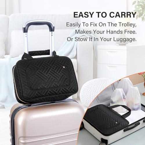 Hanging Toiletry Bag for Women Cosmetic Toiletries Travel Bag, Black - color: Black