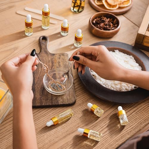 Didaey 20 Pcs Mini Glass Oil Dropper Bottle Bulk, Clear Essential Small Empty Bottles Sample Containers Perfume Liquid Vials with Cap for Traveling (1ml,2ml,3ml,5ml,Champagne Gold) - color: Champagne Gold, size: 1ml, 2ml, 3ml, 5ml