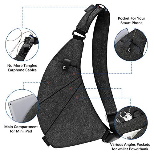 MRang Sling Crossbody Bags Trendy Travel Anti Theft Safe Purse Bags for Women Men Waterproof - color: Strap on Right Shoulder-black