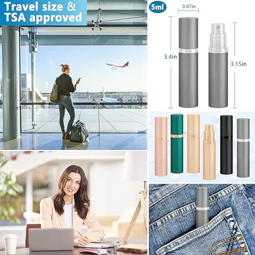 Travel Refillable Perfume Atomizer Bottle 5ml Leakproof Travel Perfume Refillable Bottle, Perfume Atomizer (Gray) - color: Gray