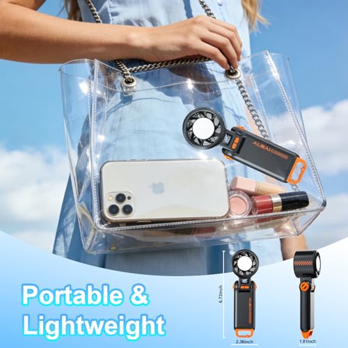Portable Handheld Turbo Fan - [With Ice Cooling] 100 Speed Mini Personal Fan with Strong Airflow,Foldable 3 in 1 Rechargeable Hand Fans for Travel/Outdoor/Camping/Home/Office, Black - color: Dark Black