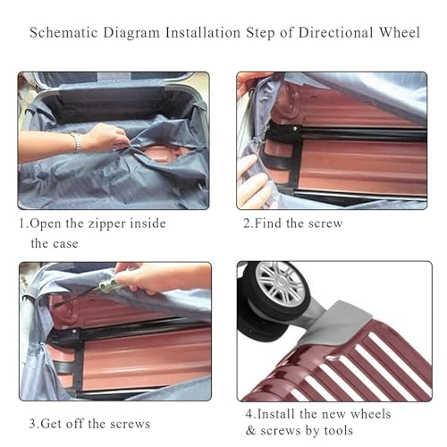 Yosoo Health Gear Luggage Suitcase Wheel Replacement, 1 Pair Spare Suitcase Wheels Dual Roller Swivel Wheel, Mute Double Row Suitcase Wheels Black Suitcase Wheels Repair Kit