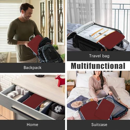 PANDA JOYS 4 Set Compression Packing Cubes Travel - Travel Accessories Expandable Packing Organizers for Carry On - Essentials Luggage Bags - Burgundy - color: Burgundy