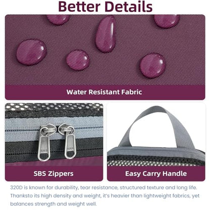 BAGAIL 4 Set/6 Set/8 Set Compression Packing Cubes Travel Accessories Expandable Packing Organizers (Half Mesh, 6-Burgundy) - color: 6-Burgundy, style: Half Mesh