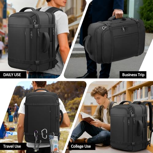 Roomy Carry On Backpack, Expandable Large Capacity Travel Backpack 1-7 Days with LifetimeWarranty,Fits18.4" Laptop,Water Resistant Anti Theft Carry on Laptop Backpack for Men Women,Flight Travel,Black - color: Black, size: 18.4inch (22"x14"x9")