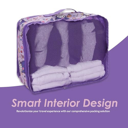 Sanrio's Hello Kitty Packing Cubes - 5 Piece Packing Cube Bags - Travel Essentials - Suitcase Luggage Organizer Set - Hello Kitty and Friends, My Melody, Kerromi, Kerropi, Badtz-Maru (Kerromi) - color: Purple