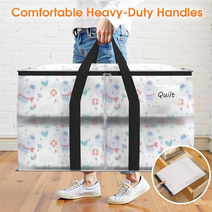 Fab totes Moving Bags Extra Heavy Duty Oversized Clear Storage Bags with Reinforced Handle and Double Zippers,Moving Supplies Totes for Storage Packing Dorm Room Essentials Alternative to Moving Boxes - size: 88L