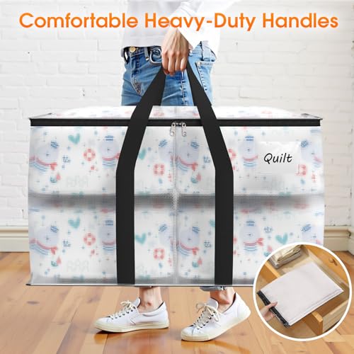 Fab totes Moving Bags Extra Heavy Duty Oversized Storage Bags with Reinforced Handle and Double Zippers,Moving Supplies Totes for Storage Packing Dorm Room Essentials Alternative to Moving Boxes - size: 125L