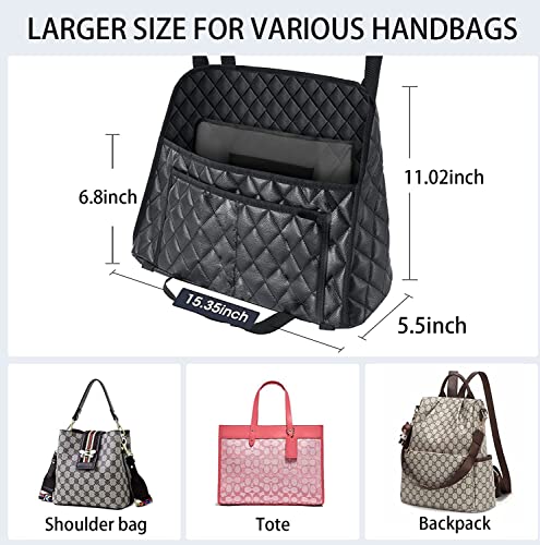 AICEL Car Handbag Purse Holder Between Seats, Auto Seat Leather Organizer Pocket, Front Seat Bag Box Storage for Cell Phone Document, Backseat Barrier for Kids Pet, Fits for Most Vehicles