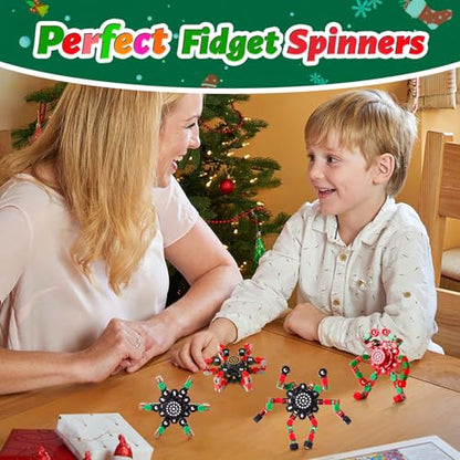 Gokeey Christmas Fidget Toys Transformable Fidget Spinners for Kids and Adults, Stress Relief Sensory Toys for Boys and Girls Fingertip Gyros for ADHD Autism for Kids Birthday Gifts - style: fidget toys 4pc-red