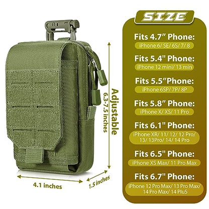 SOWHUP Tactical Molle Pouch Cell Phone Pouch Holster Small Utility EDC Pouch Gadget Organizer Bag - color: Army Green1