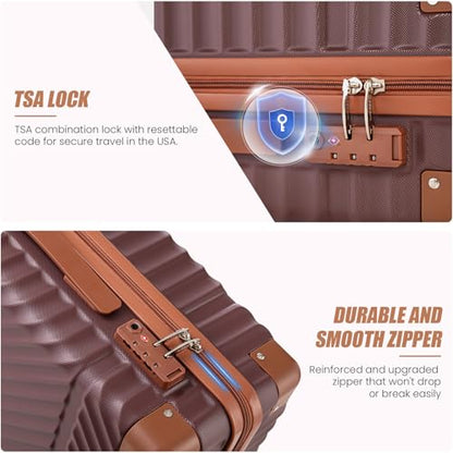 Cosbarn Carry On Luggage 22x14x9 Airline Approved, Hardside 20 Inch Carry on Suitcases with Wheels, Hard Shell ABS Lightweight Carry on Luggage Set, Travel Suitcase Set with TSA Lock, Burgundy - color: Burgundy, size: 3 Piece Sets (20/BP/TB)