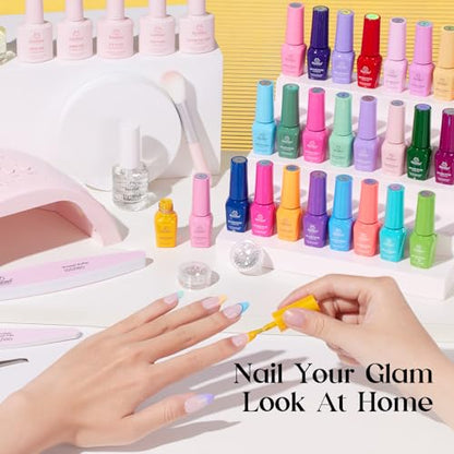 Beetles Gel Nail Polish Kit with U V Light - 45 Colors Gel Polish Set 75 Pcs One Color One Bottle Emotional Journey Kit with Top Base Coat Beauty Must Have Salon Manicure Gifts for Women - color: Emotional Journey