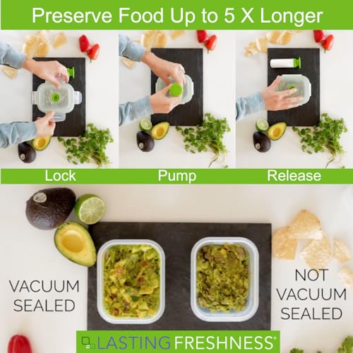 Lasting Freshness Vacuum Seal Food Storage Containers with Hand Pump – BPA-Free Plastic, Airtight Meal Prep & Leftovers Containers, Keep Food Fresh 5X Longer, 19-Piece Set - color: 19 Piece Rectangular