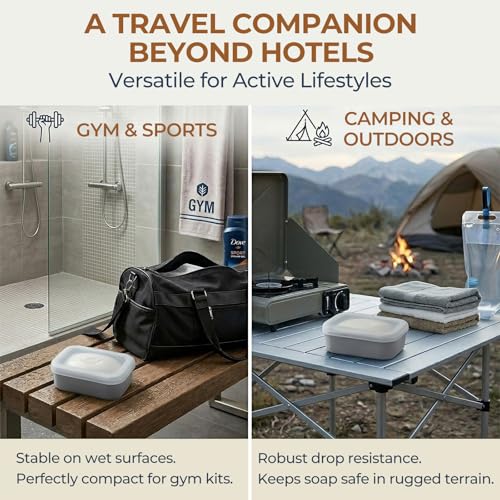 AIMAIAIMAI Compact Leakproof Travel Soap Case, Silicone Travel Soap Container, Portable Soap Box with Drainage Layer, Shatterproof Soap Holder for Bathroom, Gym (Gray) - color: Gray