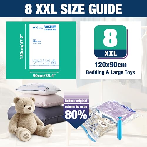 XXL Jumbo 47''X35'' Vacuum Storage Space Bags Extra Large for Blanket Bedding Comforters with Hand Pump (8 Pack) - size: 8-XXL