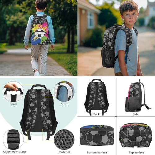 Boys Kids Backpack and Pencil Case Bundle,Football 3pcs Backpacks with Lunch Box for School Camping Hiking, Back to School for Boys, Lightweight School Bookbags - color: Football -2