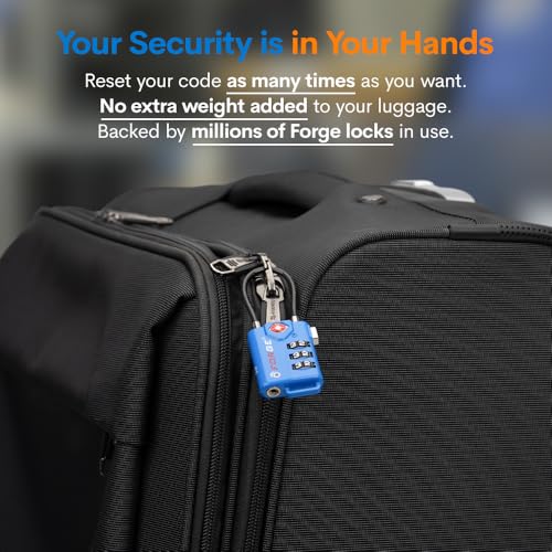 Bright Colors, TSA Approved Luggage Locks 4 Pack, Re-settable Combination with Alloy Body, Blue 4 Locks. - color: Blue 4 Pack