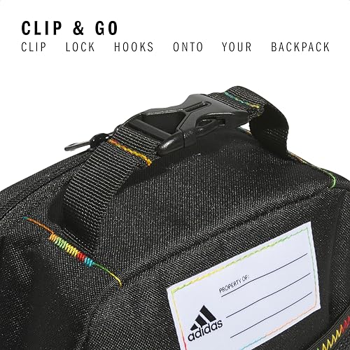 adidas Santiago Lunch Bag Cooler for Women and Men, Insulated Food Container Box with Mesh Pocket, Black Rainbow/3.0, One Size - color: Carbon Grey/Rose Gold/3
