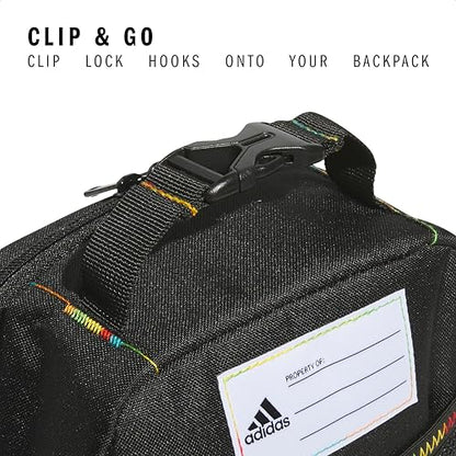 adidas Santiago Lunch Bag Cooler for Women and Men, Insulated Food Container Box with Mesh Pocket, Black Rainbow/3.0, One Size - color: Carbon Grey/Rose Gold/3