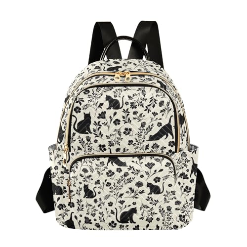 Women Fashion Backpack Purse Casual Lightweight Travel Shoulder Bag Flowers Cat Rucksack Ladies Bag, Medium - color: Color 01, size: Medium