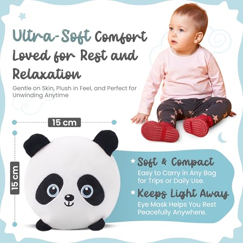 Child Travel Sleep Mask and Pillow Set - 2 in 1 Cute Character Design for Kids Rest, Naps and Relaxation. Soft Comfort with Bag Cover, Perfect for Flights, Car Trips 15cm (White) - color: White