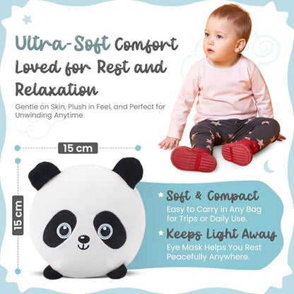 Child Travel Sleep Mask and Pillow Set - 2 in 1 Cute Character Design for Kids Rest, Naps and Relaxation. Soft Comfort with Bag Cover, Perfect for Flights, Car Trips 15cm (White) - color: White