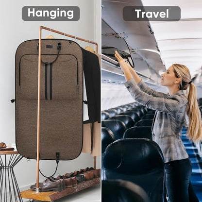 BALEINE Travel Garment Bag, Travel Suit Bag for Men, Water Resistant Carry on Garment Bag for Hanging Clothes, Garment Duffel Bag for Travel Business (Brown) - color: Brown