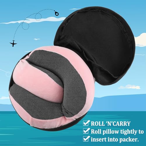 1 Pcs Travel Neck Pillow Bag Compact Travel Neck Carrying Case Bag for Airplane Train Journey Quick Release Clasp Attaches to Luggage Purse Backpack, Pillow Not Included (Black) - color: Black