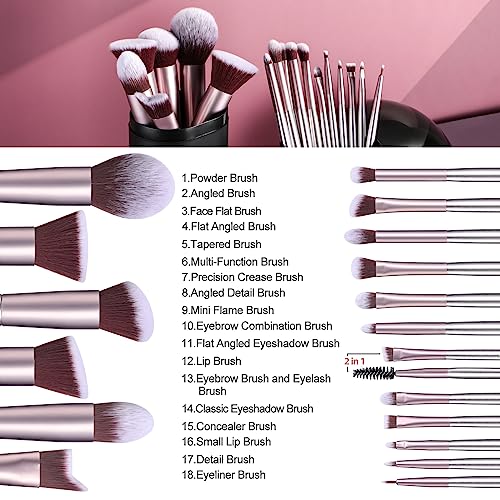 BS-MALL Makeup Brush Set 18 Pcs Premium Synthetic Foundation Powder Concealers Eye shadows Blush Makeup Brushes with black case - color: C-Purple