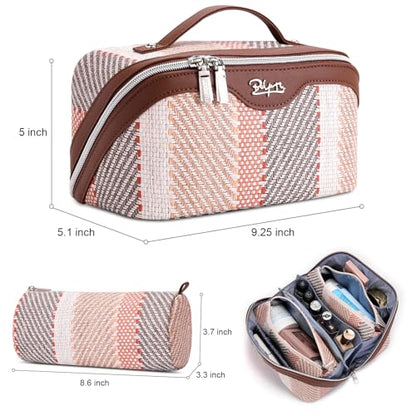 BOYATU Travel Makeup Bag Cosmetic Bag for Women: 3 Pcs Set Make up Bag with Compartments - Waterproof Vegan Leather Toiletry Bags with Handle - Makeup Organizer for Travel Essentials(C-5-Coffee) - color: C-5-Coffee
