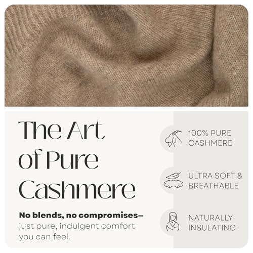 Velanio Cashmere 100% Cashmere Knitted Wrap Pashmina Shawl Extra Large Scarf Stole for Women Travel - color: Mink