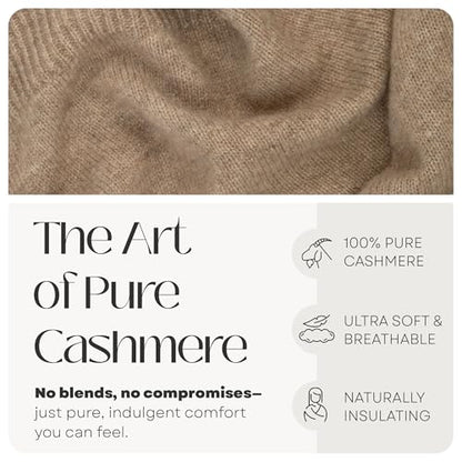 Velanio Cashmere 100% Cashmere Knitted Wrap Pashmina Shawl Extra Large Scarf Stole for Women Travel - color: Mink