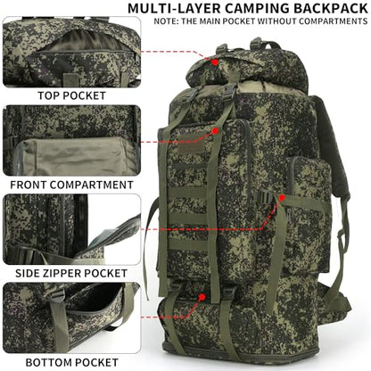 Hiking Backpack for Men 70L/100L Camping Backpack Military Rucksack Molle 3 Days Assault Pack for Climbing | Camping Backpack - color: 100l-greenmix