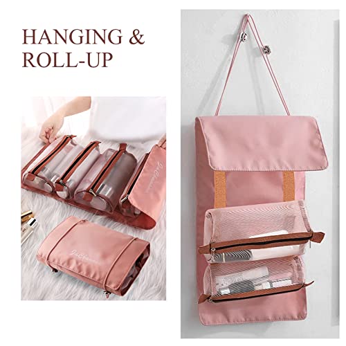 LumiSyne 4 In 1 Detachable Toiletry Bag Hanging Roll-Up Makeup Bag Large Capacity Travel Wash Bag Mesh Cosmetic Bag Portable Foldable Toiletry Bag Waterproof Cosmetic Organizer Bag For Travel Daily - color: Purple