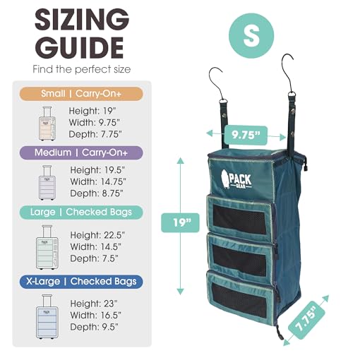 Pack Gear Hanging Carry-On Organizer - Our Standard Hanging Luggage Organizer Fits Any Carry On - Our Packing Cubes For Travel Use Mesh Windows to Make Finding Clothes Easy (Green, S) - color: Green, size: Small (Carry-On)
