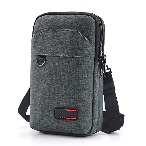 Travel Cell Phone Pouch Belt Pouch, Phone Holster Crossbody Bag with Shoulder Strap for iPhone Case Holder for Hand with Neck Lanyard Smartphone Walking Passport Wallet | with Shoulder Strap - color: Double dark grey