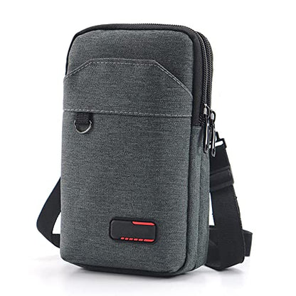 Travel Cell Phone Pouch Belt Pouch, Phone Holster Crossbody Bag with Shoulder Strap for iPhone Case Holder for Hand with Neck Lanyard Smartphone Walking Passport Wallet | with Shoulder Strap - color: Double dark grey