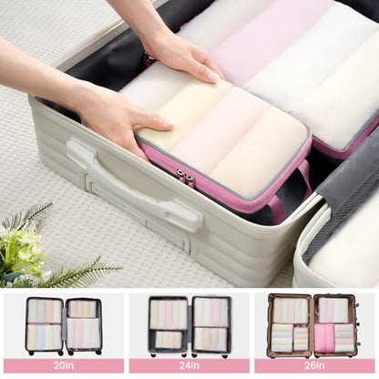BAGAIL 6 Set Ultralight Compression Packing Cubes Packing Organizer for Travel Accessories Luggage Suitcase Backpack - color: Pink70D, style: Mesh Pattern