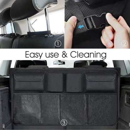 Car Trunk Organizer, Large Capacity 600D Oxford Cloth Vehicle Storage Bag with 8 Pocekt, Automotive Backseat Hanging Cargo Organization Accessories, Universal for SUV MPV Van