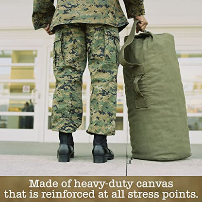 BaHoki Essentials Canvas Duffel Bag - Heavy Duty Top Load Duffel Sea Bag - Military Green Cargo Travel Bags (Pack of 2) - size: Large (Pack of 2)