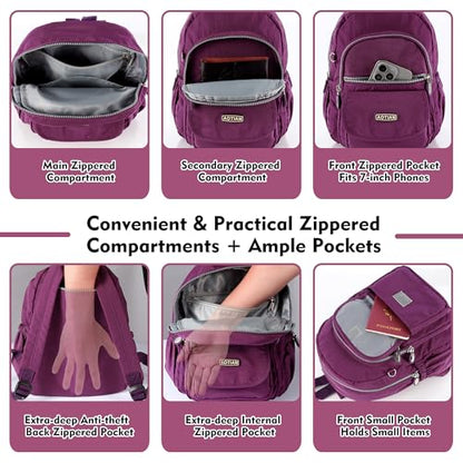AOTIAN Mini Nylon Women Backpacks Casual Lightweight Small Daypack for Girls - color: Mini Deep Purple