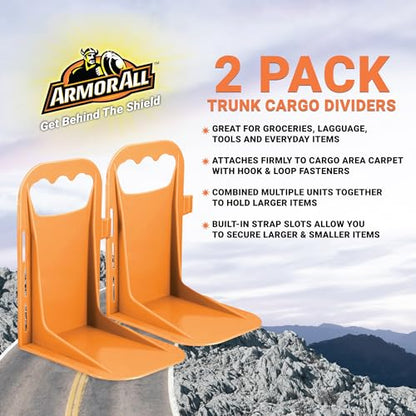 Armor All Trunk Cargo Blocks, Cargo Dividers, Trunk Dividers, Hook & Loop Trunk Organizer Blocks to Hold Cargo in Place, Cargo Containment System for Cars, Trucks, SUVs, Vans, 2 Pieces - size: 2 Pack